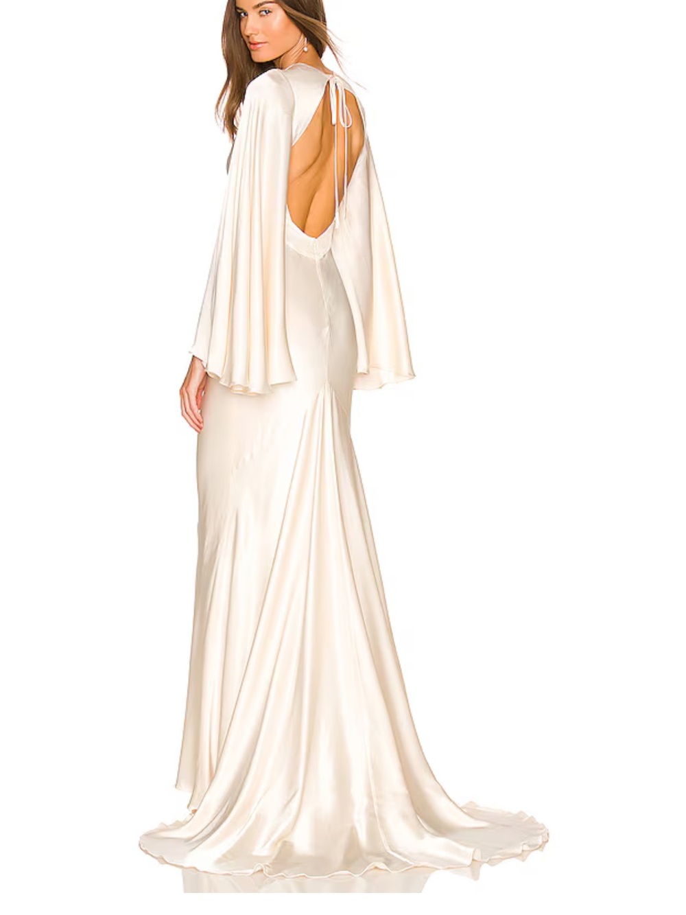 Elegant Ivory Backless Satin Evening Gown